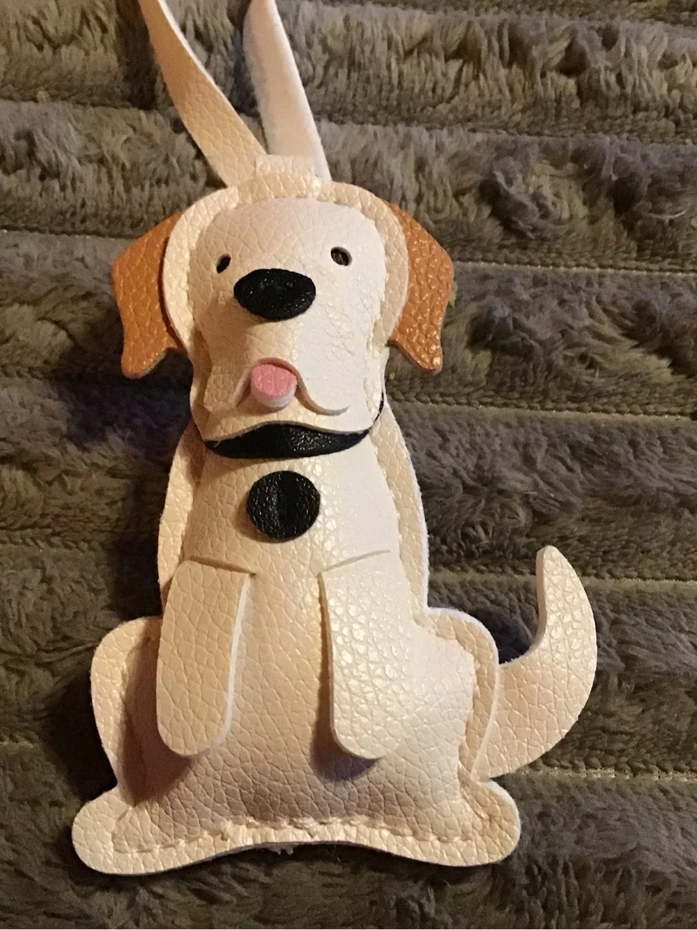 Cream and Tan Dog-Shaped Accessory Charm